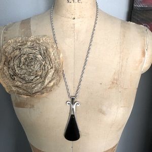 Vintage Silver/black a pendant/Necklace/jewelry